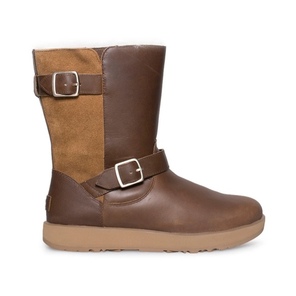 UGG Breida Waterproof Chestnut Boots Fuzzy Lining - Picture 4 of 13